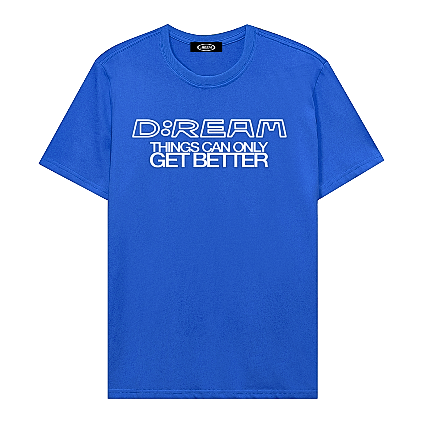 "Things Can Only Get Better" D:REAM Cotton Tee - Colourful Blue